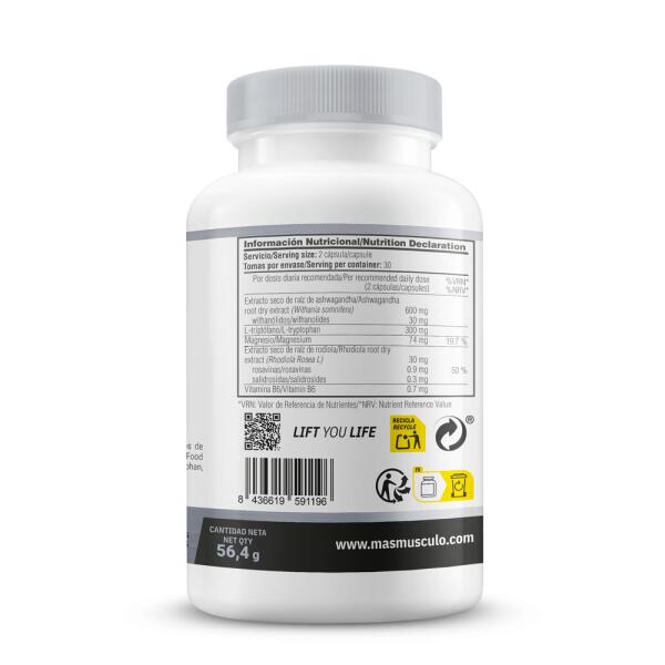 Focus (Ashwagandha + L-Tryptofaan) - 60 plantaardige capsules MASmusculo 3/6