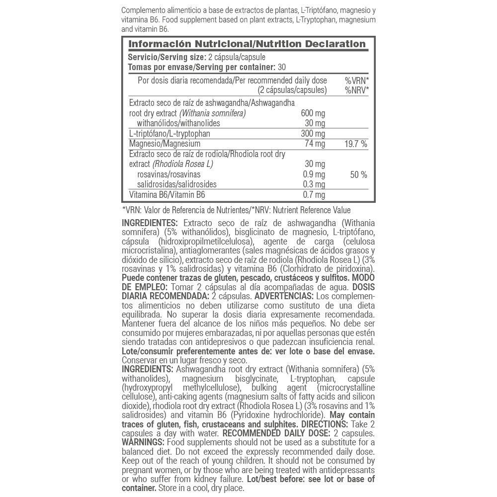 Focus (Ashwagandha + L-Tryptofaan) - 60 plantaardige capsules MASmusculo 5/6