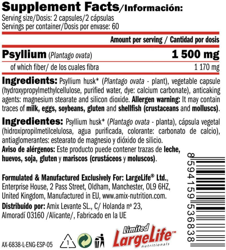 Psyllium pure - 120 capsules de Amix Nutrition 4/5