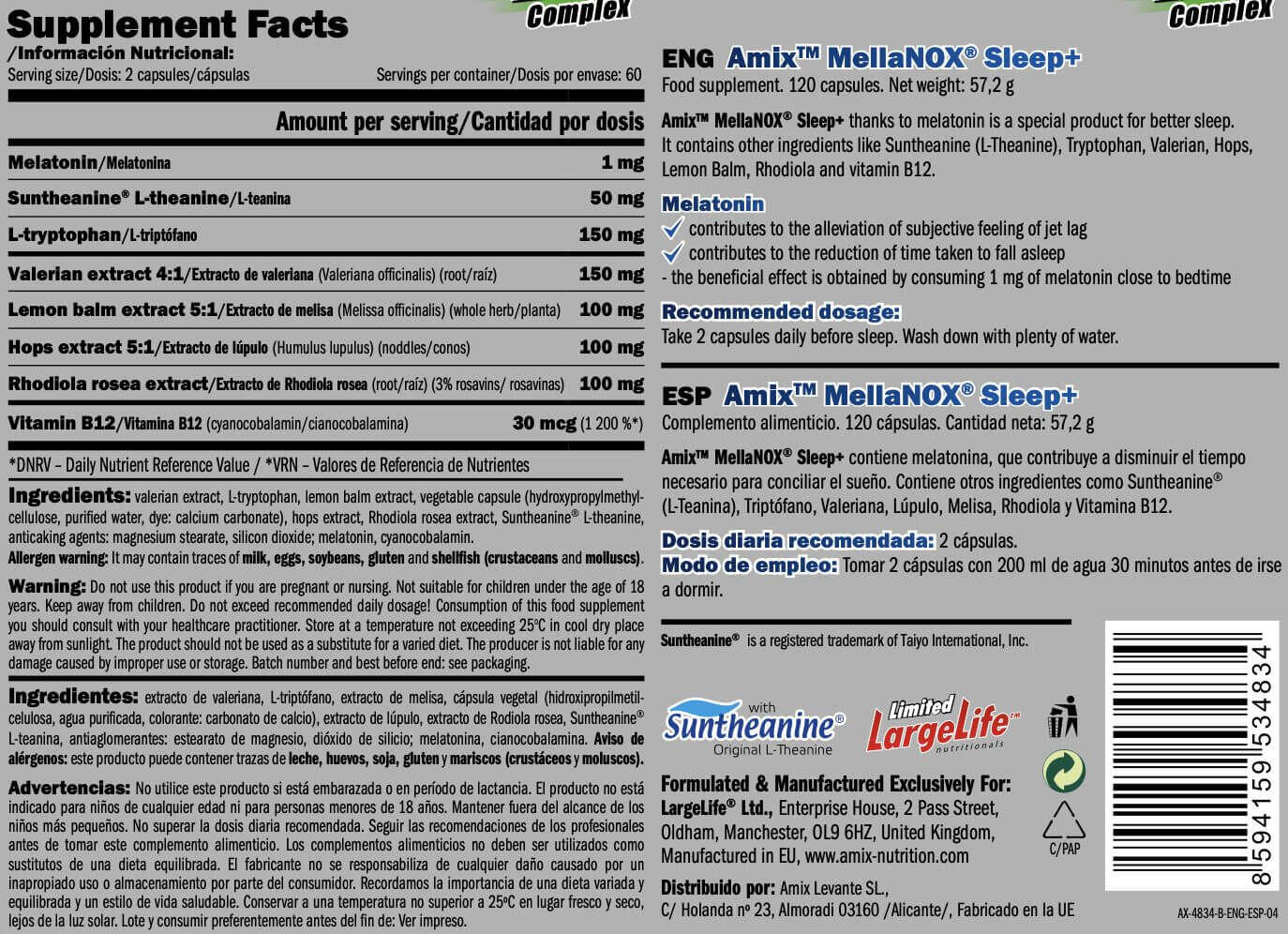 Amix MellaNOX Sleep+ 120 caps 3/4