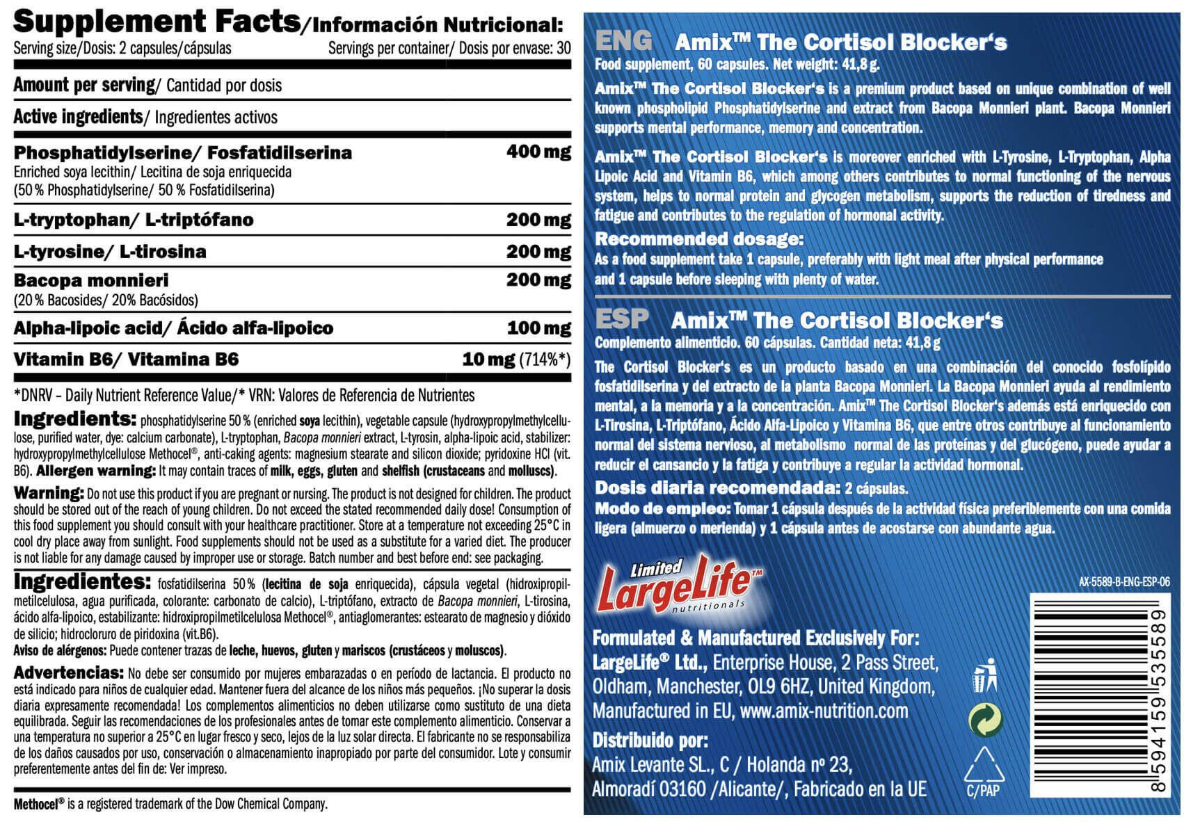 The Cortisol Blockers - 60 caps de Amix Nutrition 3/4