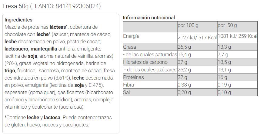 Recovery bar 50 gr 32% de proteína Fresa Victory Endurance 4/4