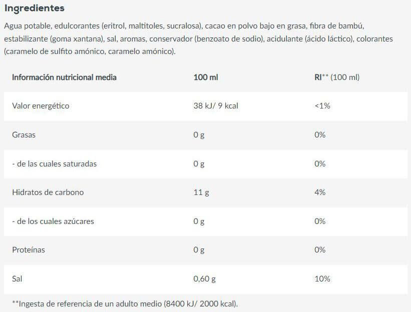 Sirops Zéro Calories | Zero Syrup (320ml) | Chocolat 4/5
