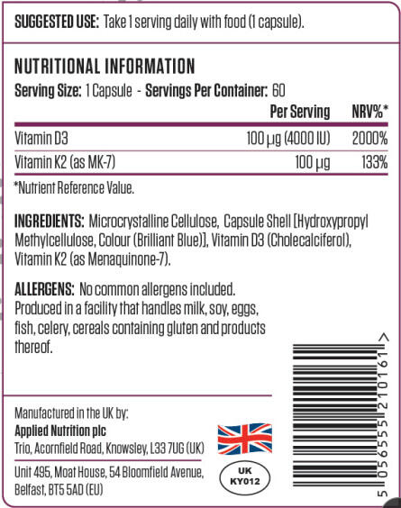 Formule de vitamines - Vitamin D3 & Vitamin K2 - 60 Gélules 3/3