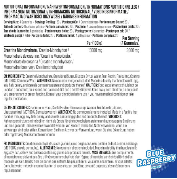 Applied Nutrition Creatine Gummies (80) Blue Raspberry - Creatine ...
