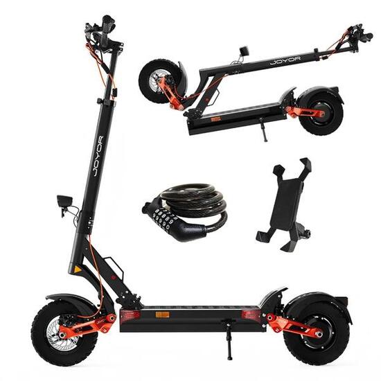 Trottinette Électrique JOYOR T6 Noir, Cadenas à Code et Support Téléphone
