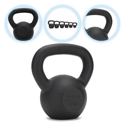 Kettlebell Żeliwny TREXO 12 kg czarny