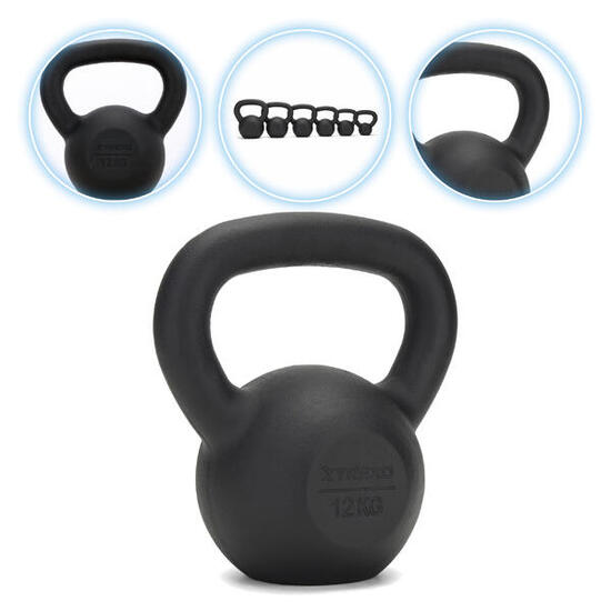 Kettlebell Żeliwny TREXO 12 kg czarny