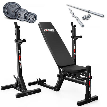 Hantelbank mit Langhantel Set