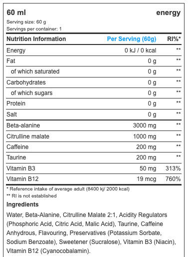 Pre-Entrenamiento ABE Shots 60ml Applied Nutrition (pack de 12) 3/3
