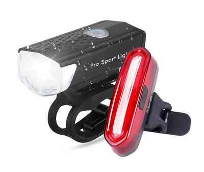 Luci per bicicletta ricaricabili tramite USB da 300 e 120 lumen