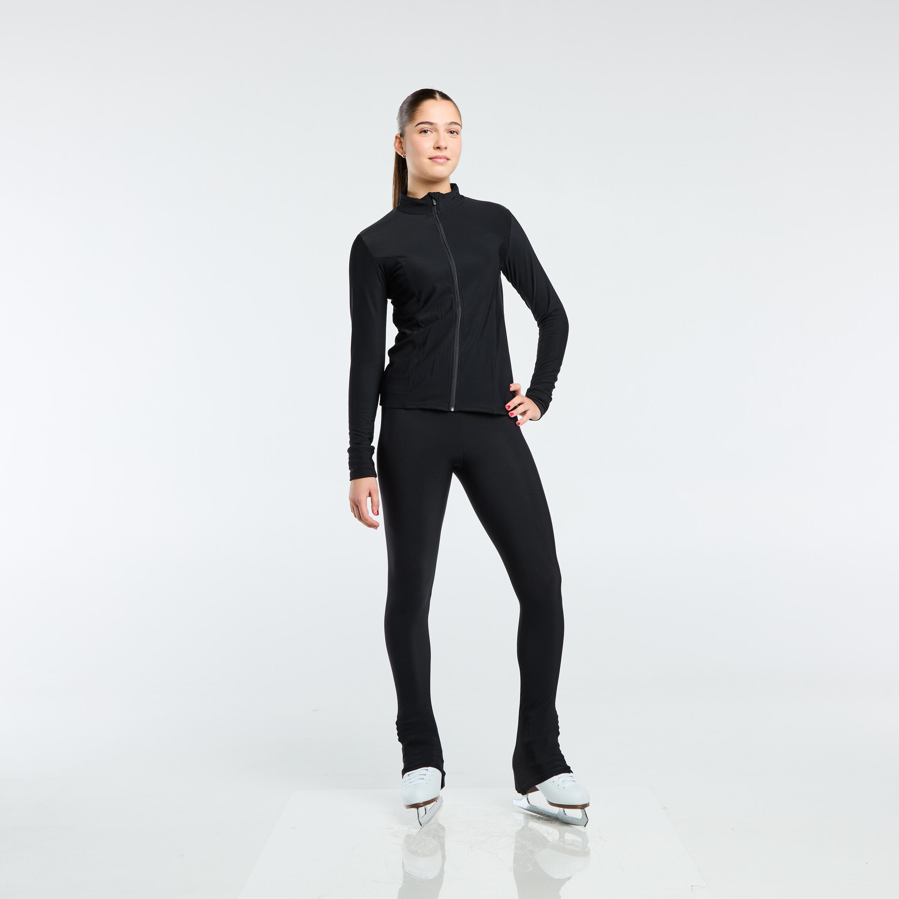 Technische Eislaufjacke mit Fleecefutter für Kinder - Schwarz 2/6