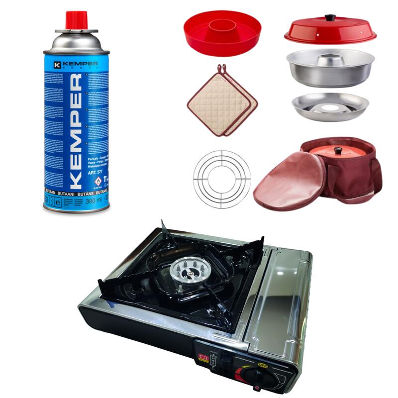 Mini réchaud à gaz pliable avec allumage piézoélectrique, étui de