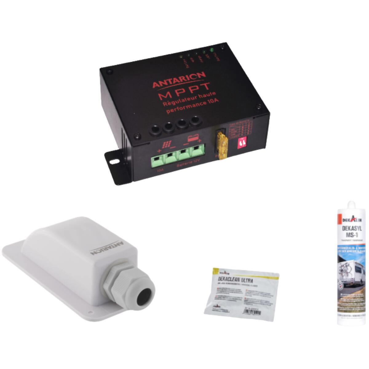 PACK ANTARION Panneau solaire All Black 130W + Régulateur MPPT 10A + Kit de 3/4