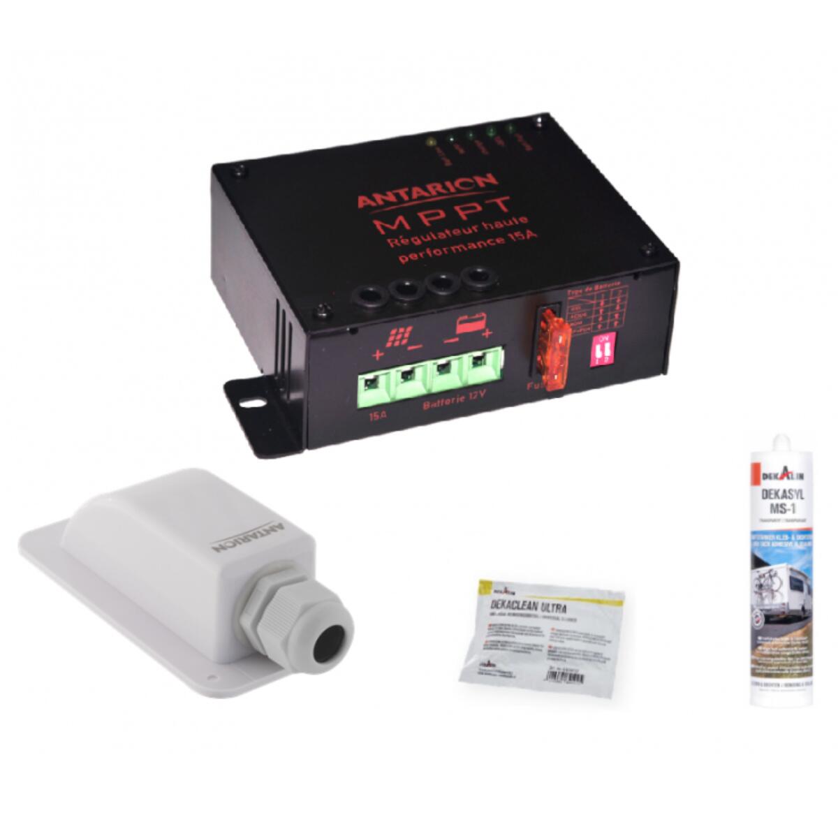 ANTARION KIT Panneau Solaire ALL BLACK 150W + Régulateur MPPT + Câble 3/5