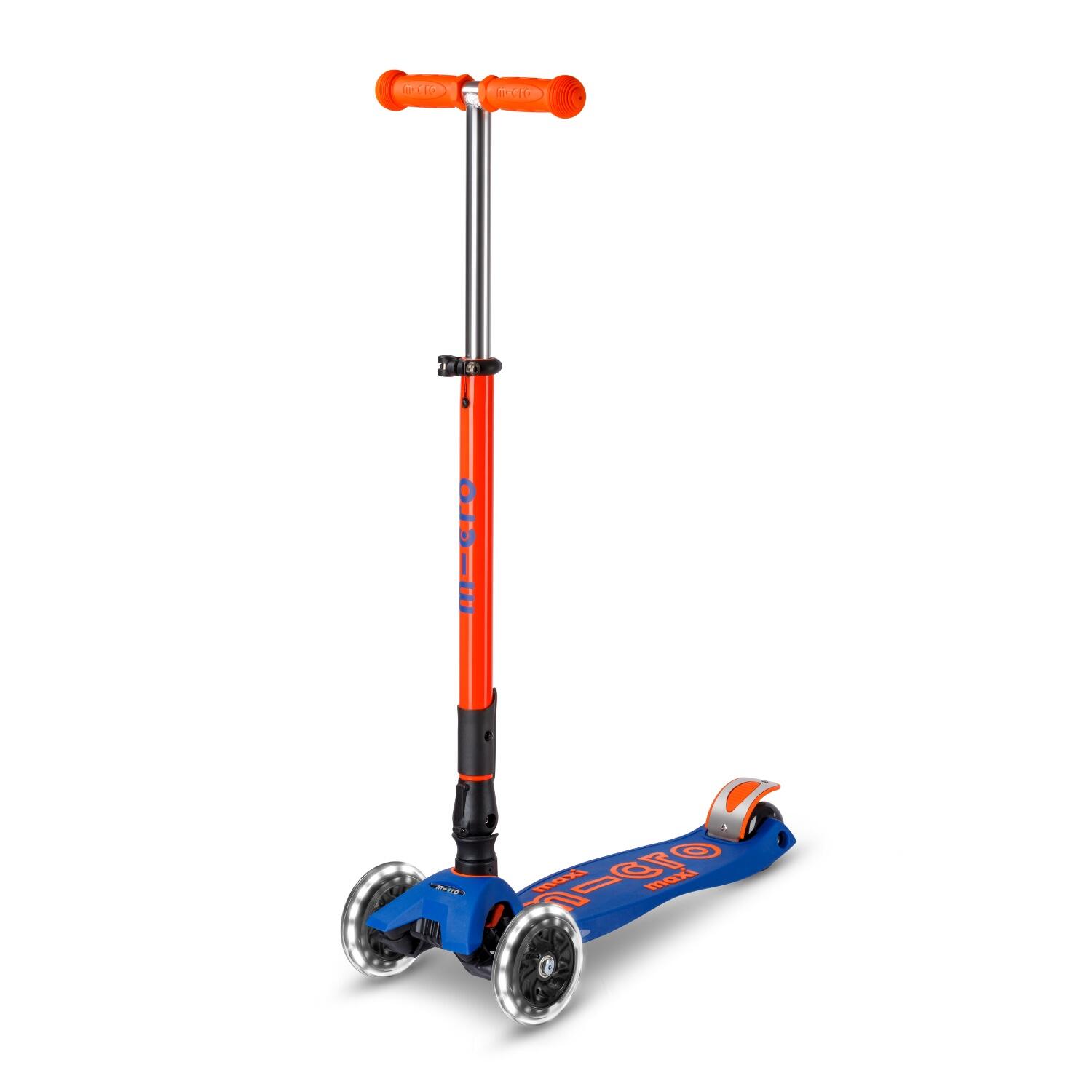 Micro - Trottinette Enfant Maxi  Deluxe Pliable Néon  Led - Trottinette - Orange - No Size - Decathlon