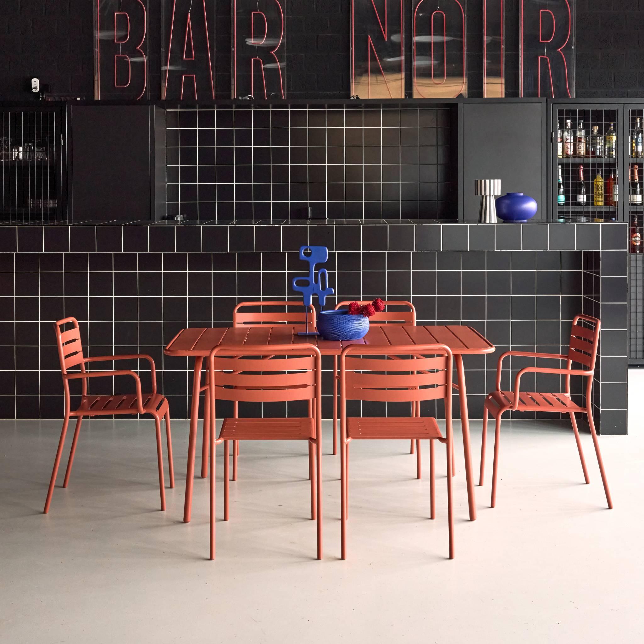 Mesa de jardim dobrável de metal 2 poltronas 4 cadeiras, Terracota 2/5
