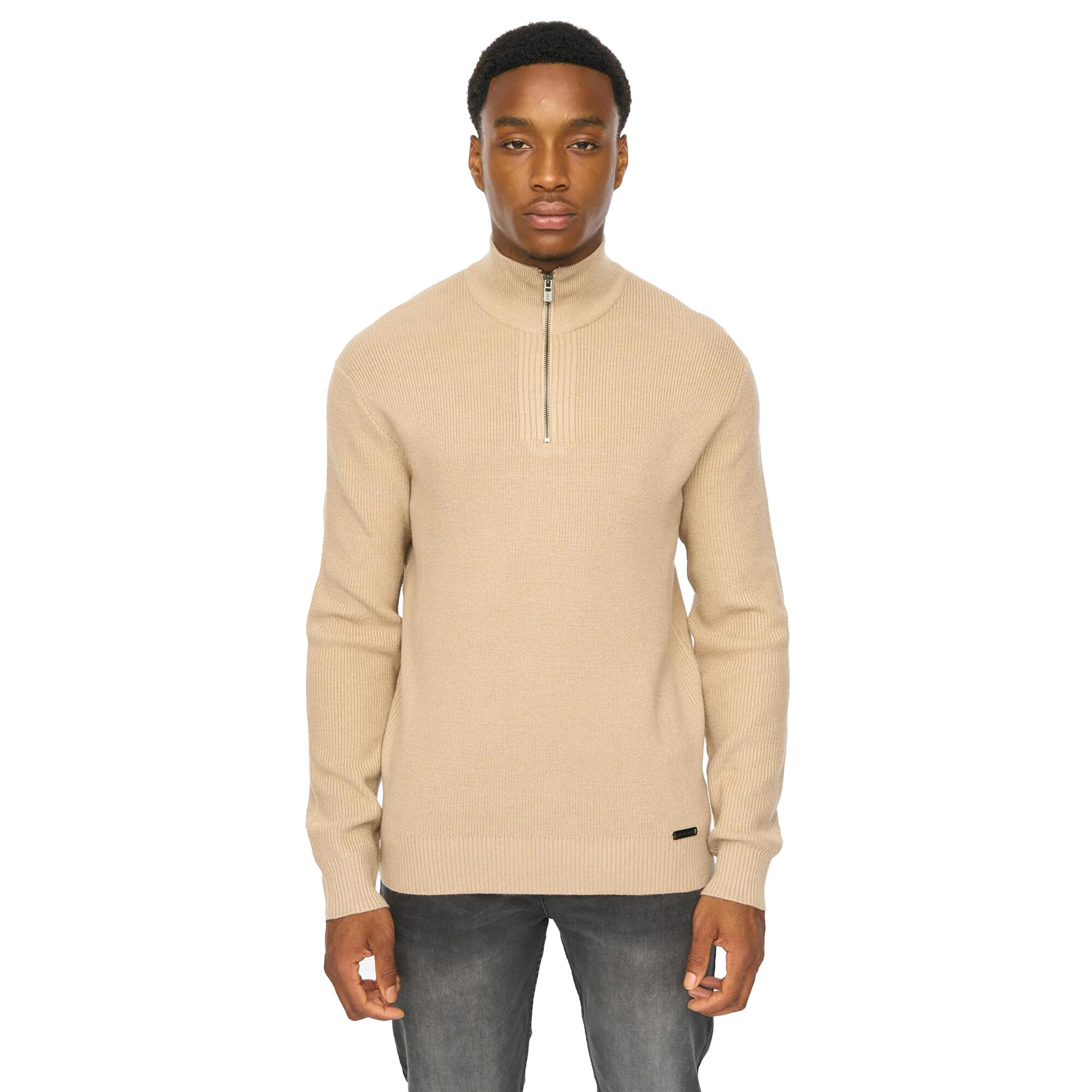 Duck and Cover Mens Potenza Knitted Quarter Zip Jumper