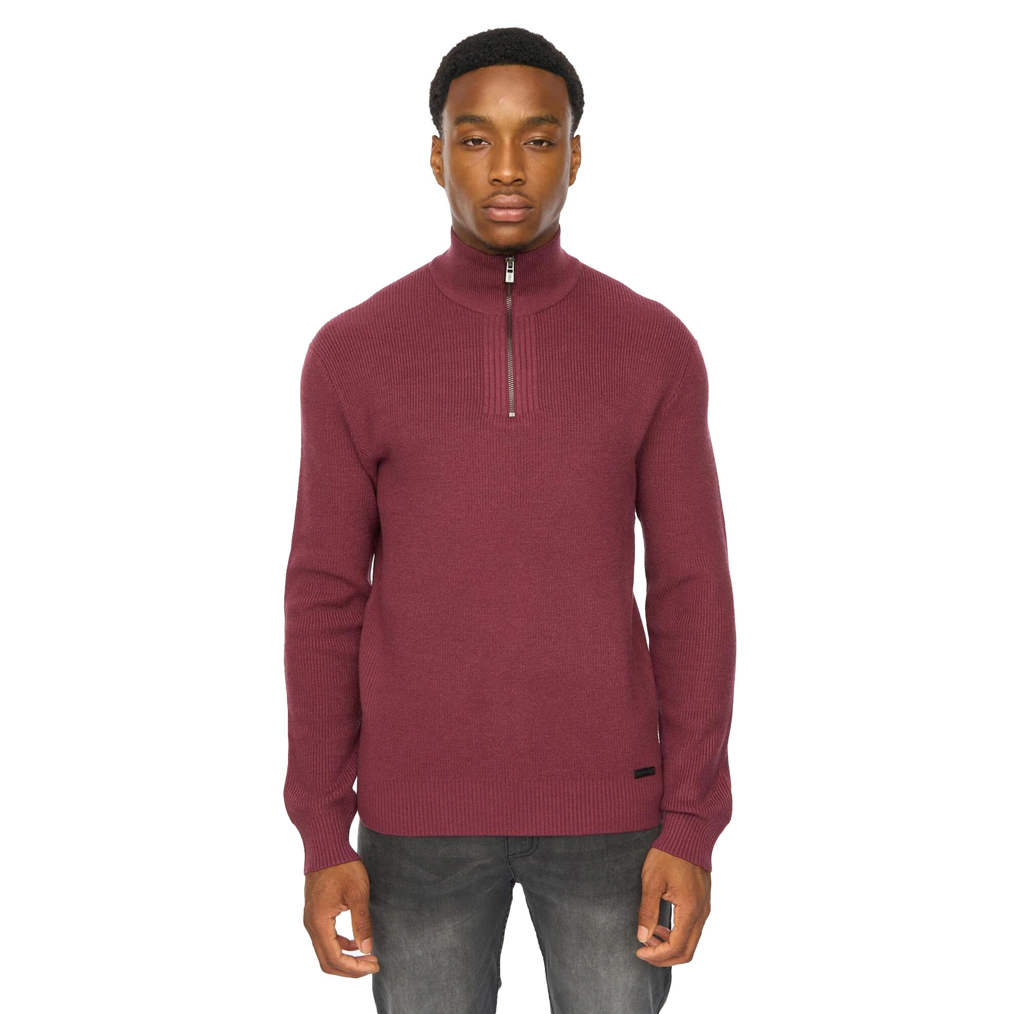 Duck and Cover Mens Potenza Knitted Quarter Zip Jumper