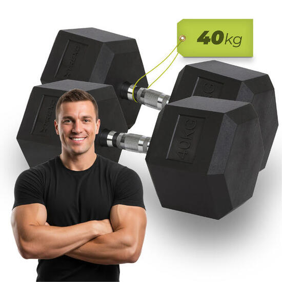 Hantel ogumowany TREXO Hex 40 kg 40 kg