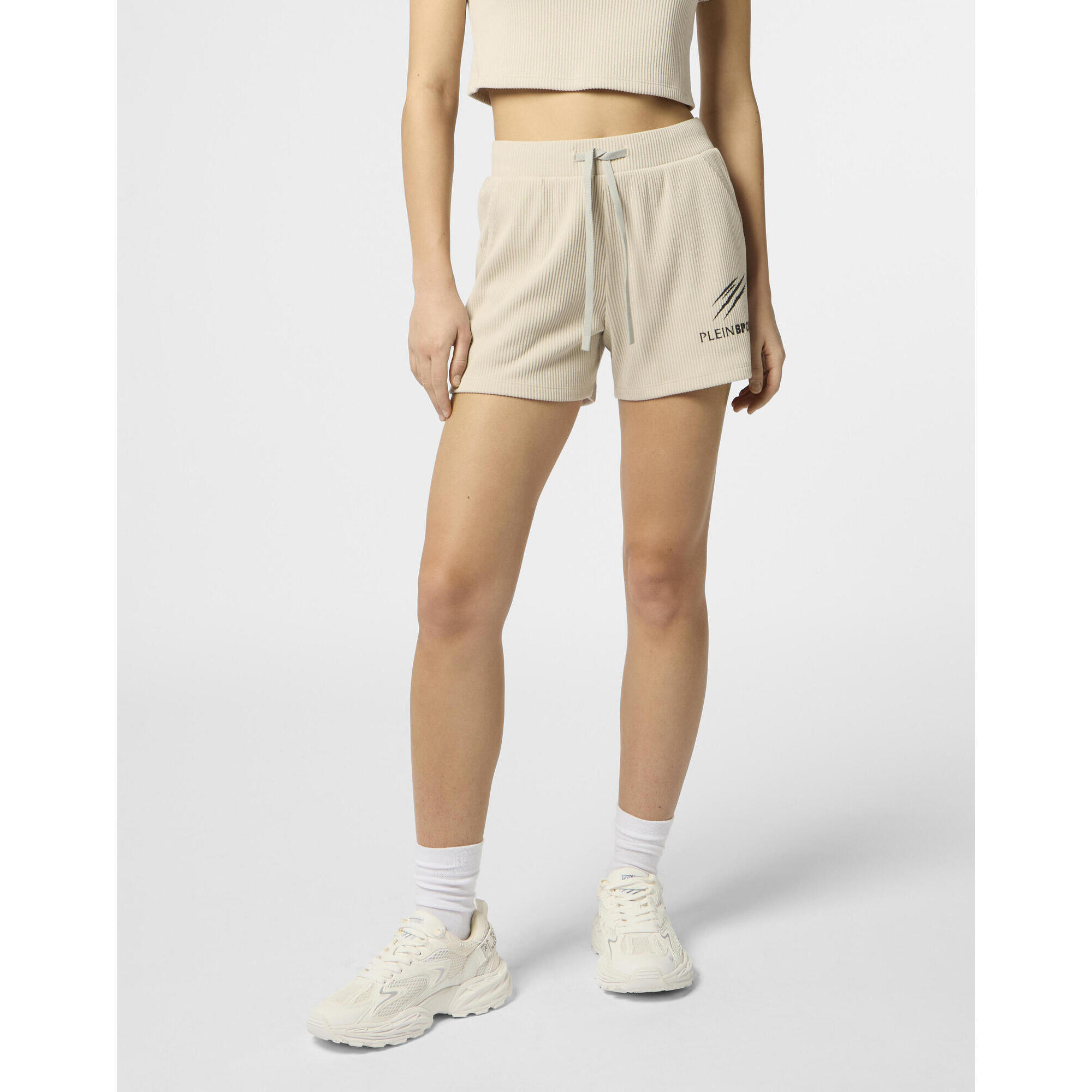 Plein Sport - Ribbed Loose Fit Shorts Scratch - Short - Beige|blanc - Decathlon
