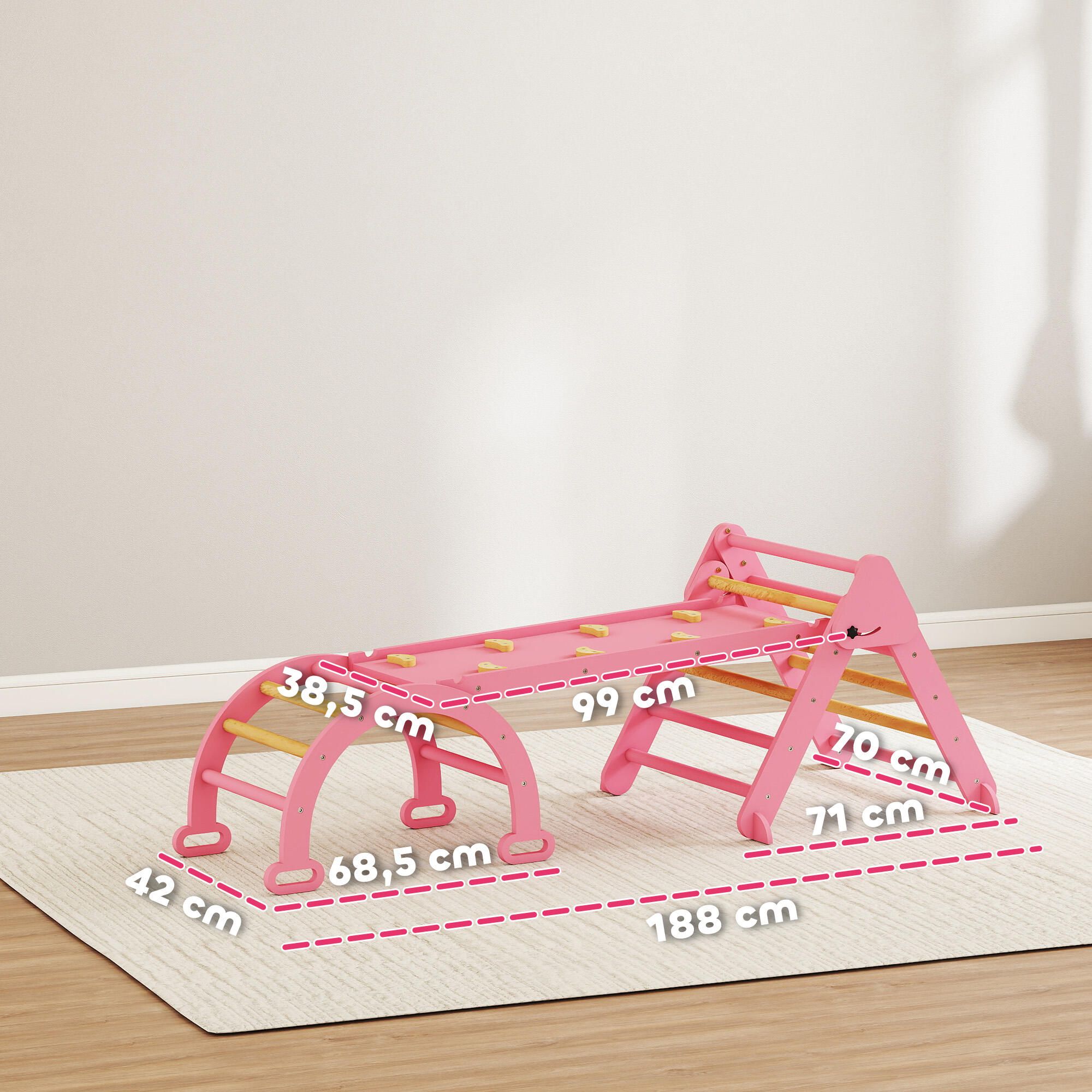 Triángulo de Escalada AIYAPLAY 188x70x59 cm Rosa 3/5