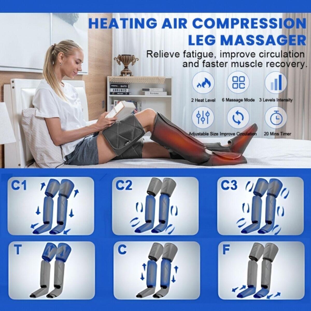 Renpho Masajeador de Piernas por Aire THERMAL AERIA con Calor, 3 Modos, Gris 5/5