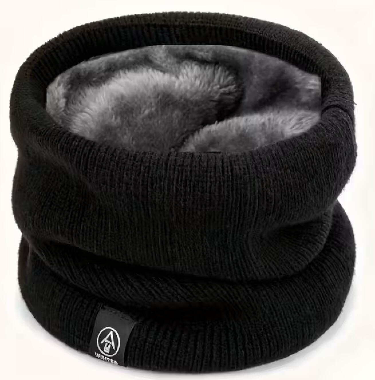 NORSKSKIN Schlauchschal Schwarz mit Fleece Futter Superwarm Dehnbar Ski Schal