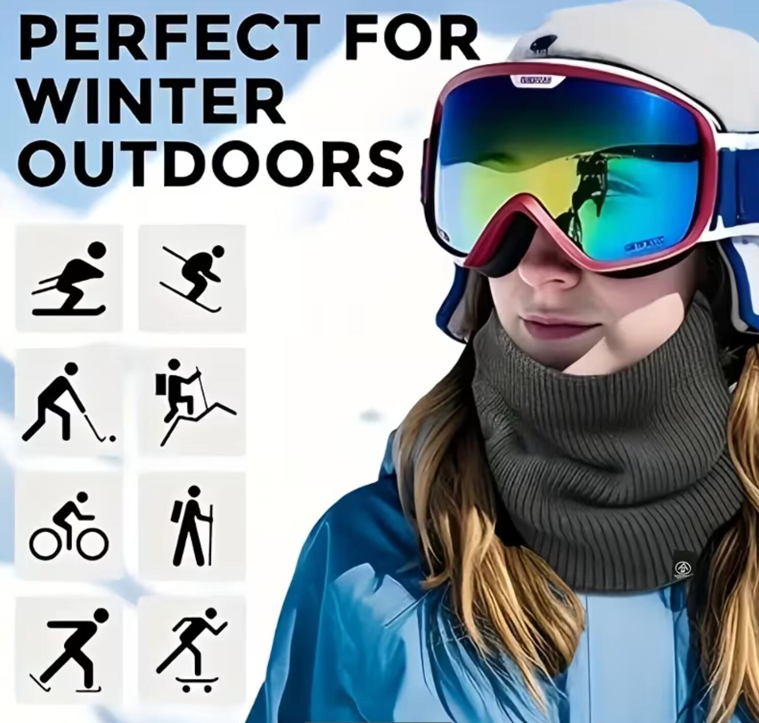 Schlauchschal Schwarz mit Fleece Futter Superwarm Dehnbar Ski Schal 3/6