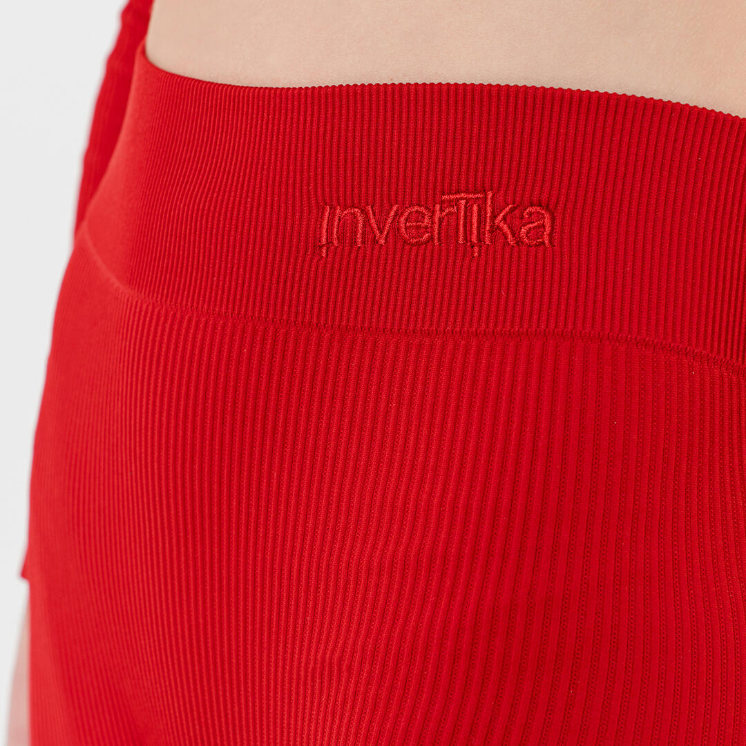 Leggings donna vita alta push up senza cuciture allenamento e tempo libero Rosso 4/5