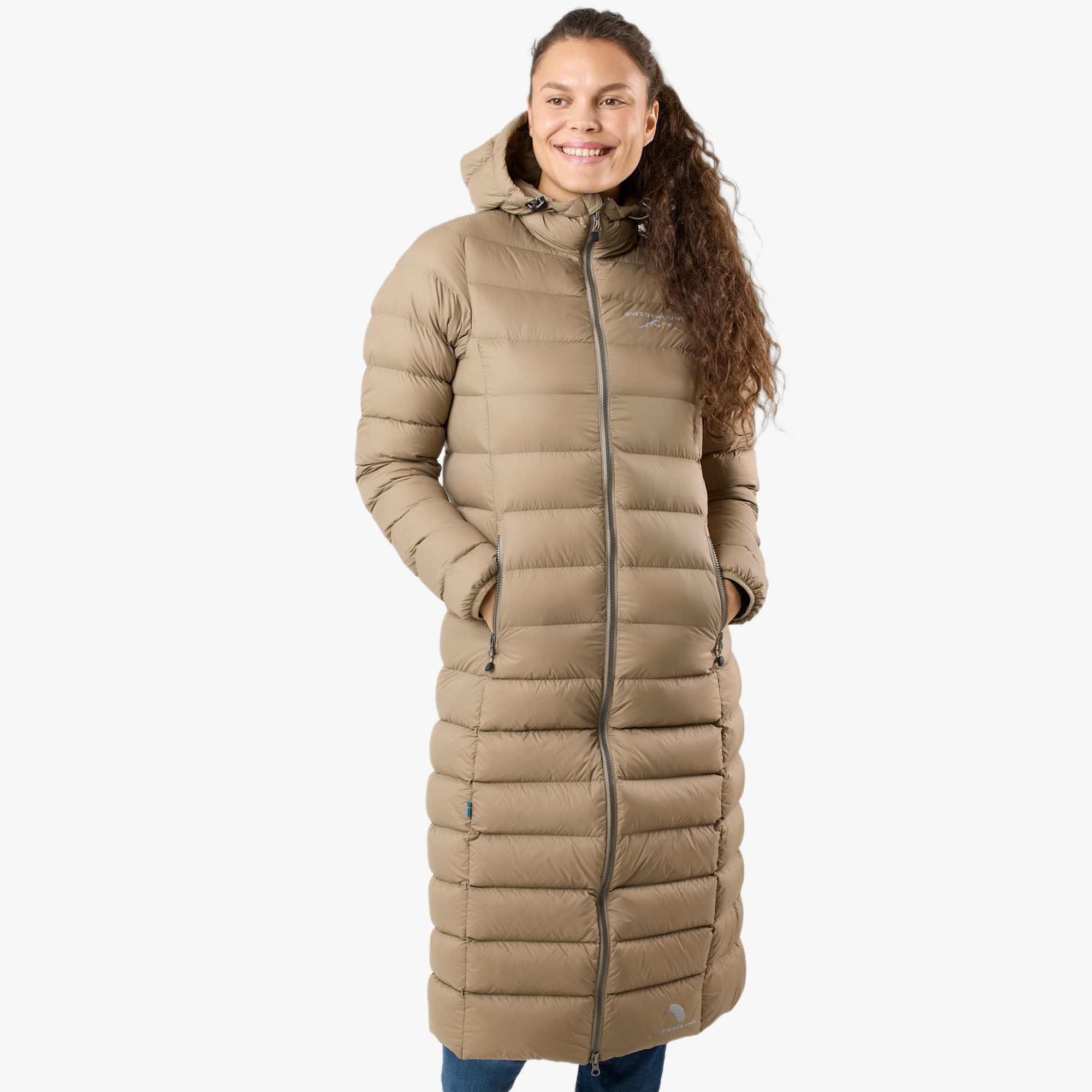 Swedemount - Doudoune Randonnée Femme Déperlante Coupe-vent Respirante Östersund Long - Doudoune Duvet - Marron|ocre|vert - Decathlon