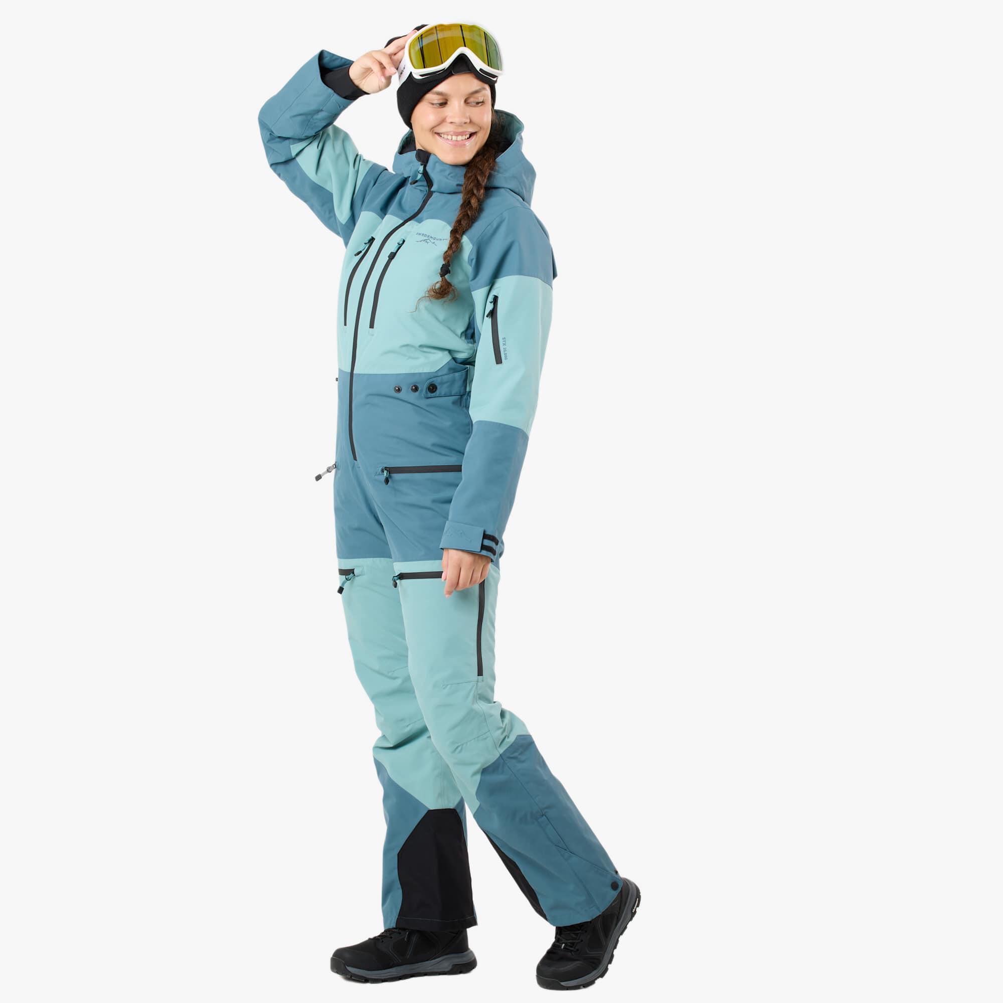 Women skiing winter overall waterproof windproof breathable freeride skisuit 4/7