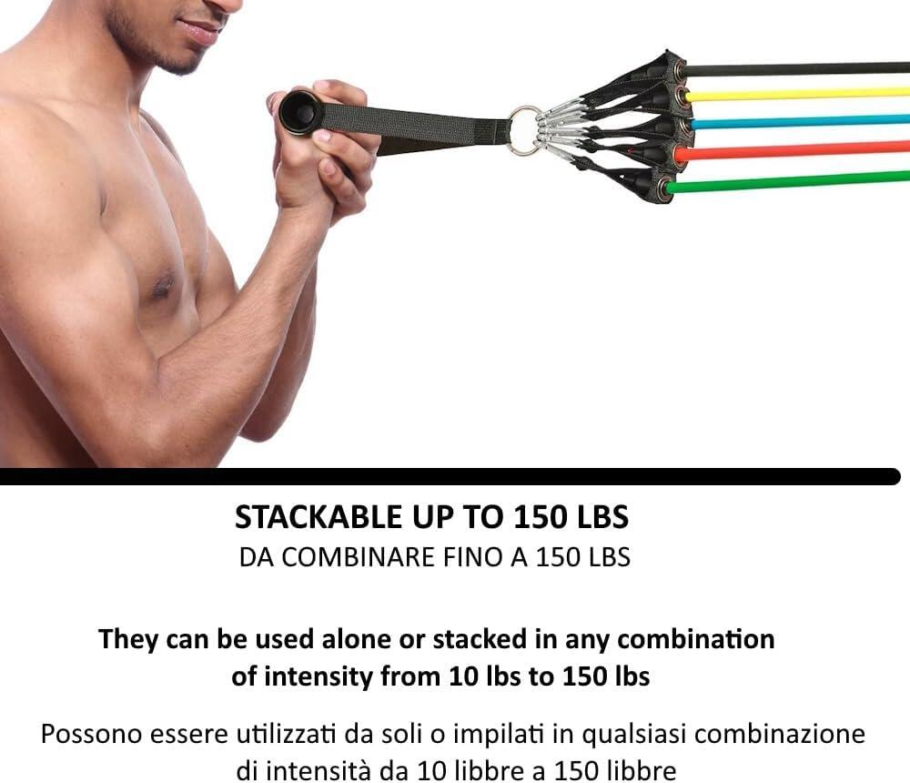 Elastici Fitness Resistance Band 5 Bande Elastiche di Resistenza Estensori FF 3/5