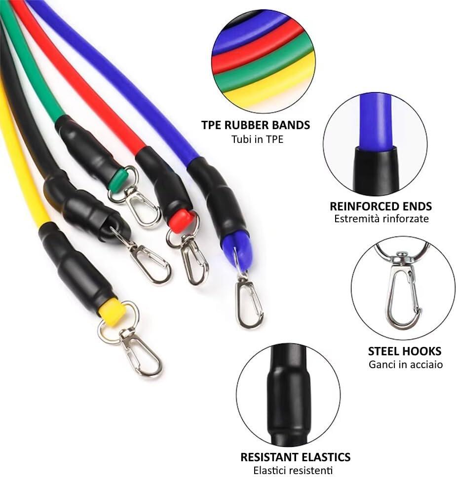 Elastici Fitness Resistance Band 5 Bande Elastiche di Resistenza Estensori FF 5/5