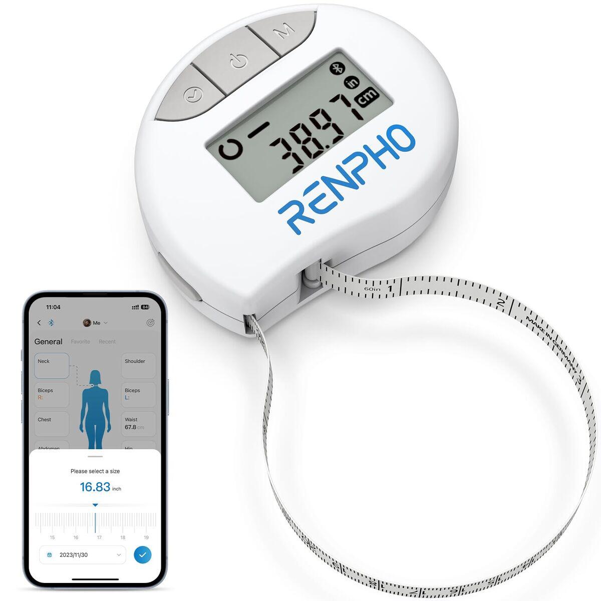Renpho Fita Métrica Inteligente Bluetooth BMF01 LCD App Compatível CR2032 2/6