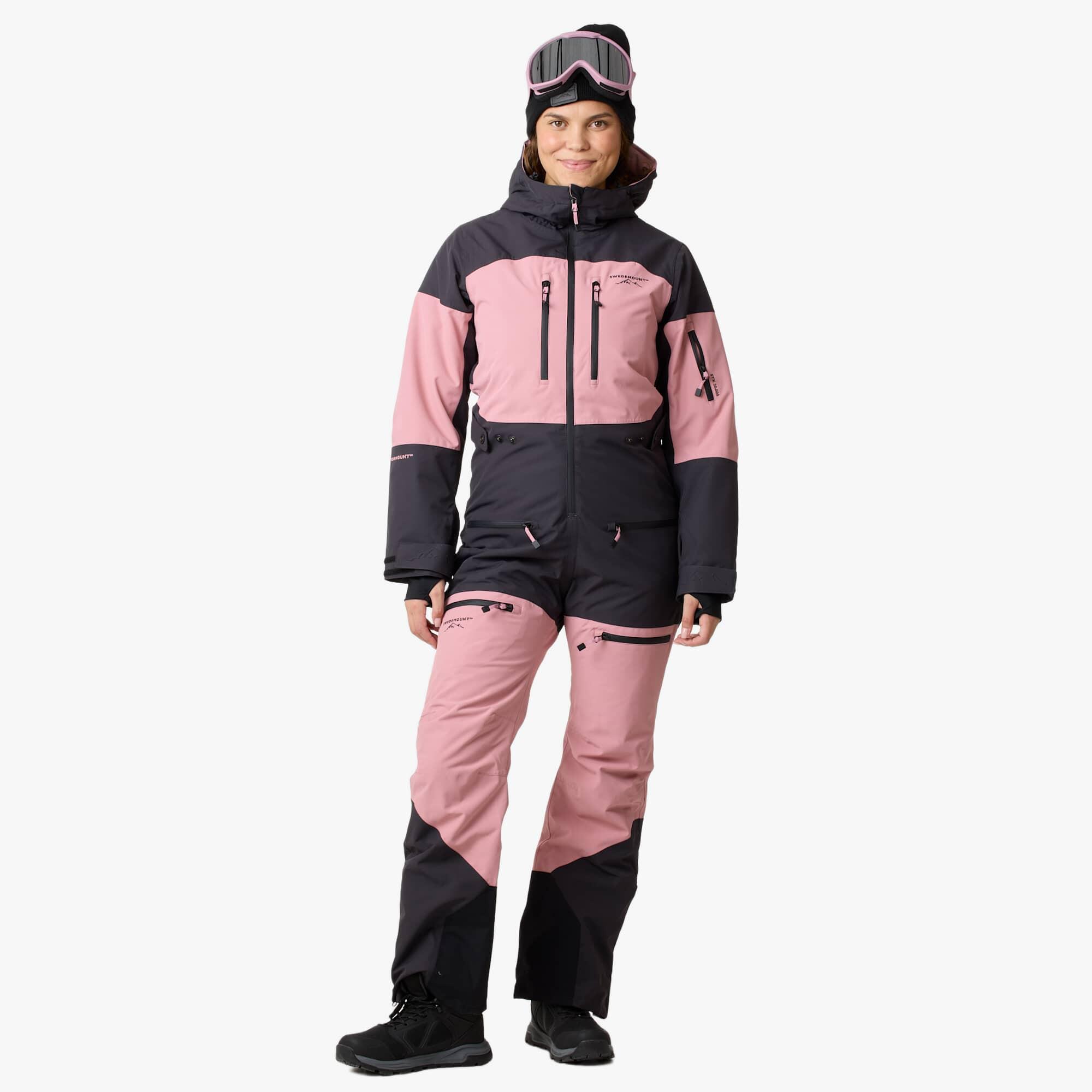 Swedemount - Combinaison De Ski Femme Hiver Imperméable Coupe-vent Respirante Freeride - Combinaison De Ski - Gris|rose - Decathlon