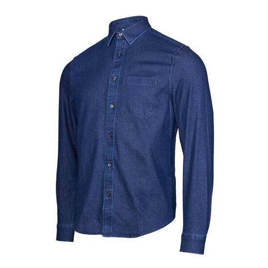 Camicia classica casual da uomo in denim P-BLUE JEAN in denim blu scuro