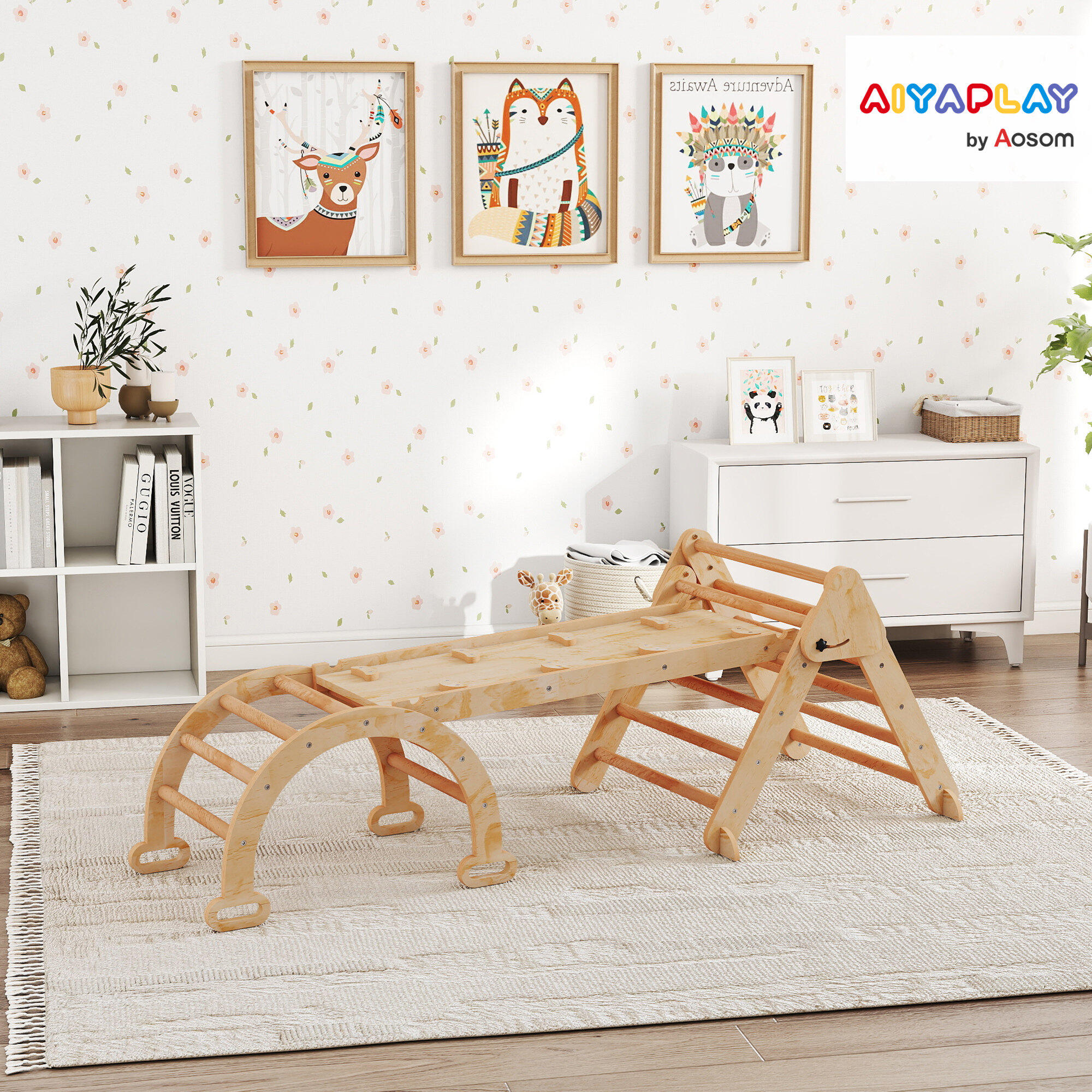 Triángulo de Escalada AIYAPLAY 188x70x59 cm Madera Natural 2/5