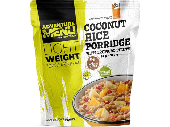 Porridge déshydraté vegan Adventure Menu riz‑coco 97 g crémeux fruits tropicaux
