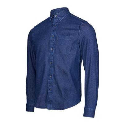 Klassiek casual heren denim overhemd p-blue jean in donkerblauw denim