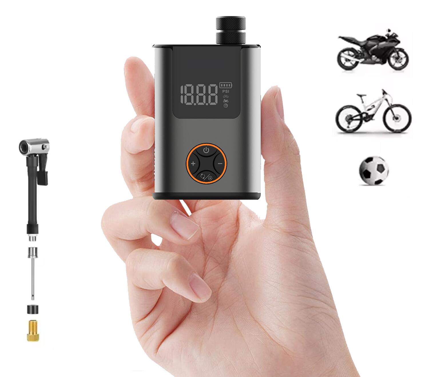 Mini compressore elettrico 150 PSI portatile – batteria 600 mAh 6/6