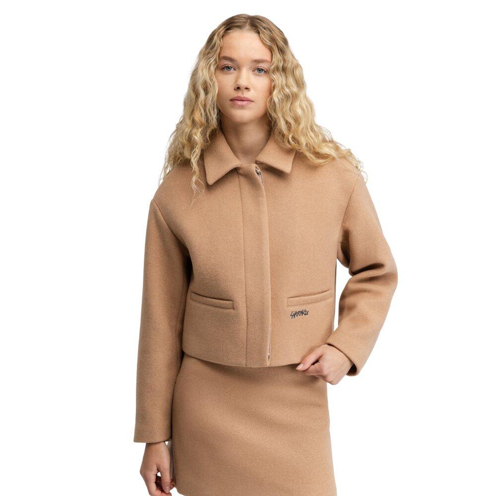 SIROKO Women 's cropped wool jacket Strodet-W Sand Beige