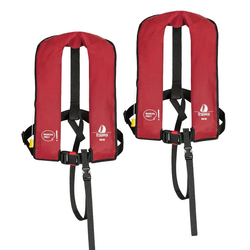 Set of 2 life jackets 165N ISO with manual inflation, red