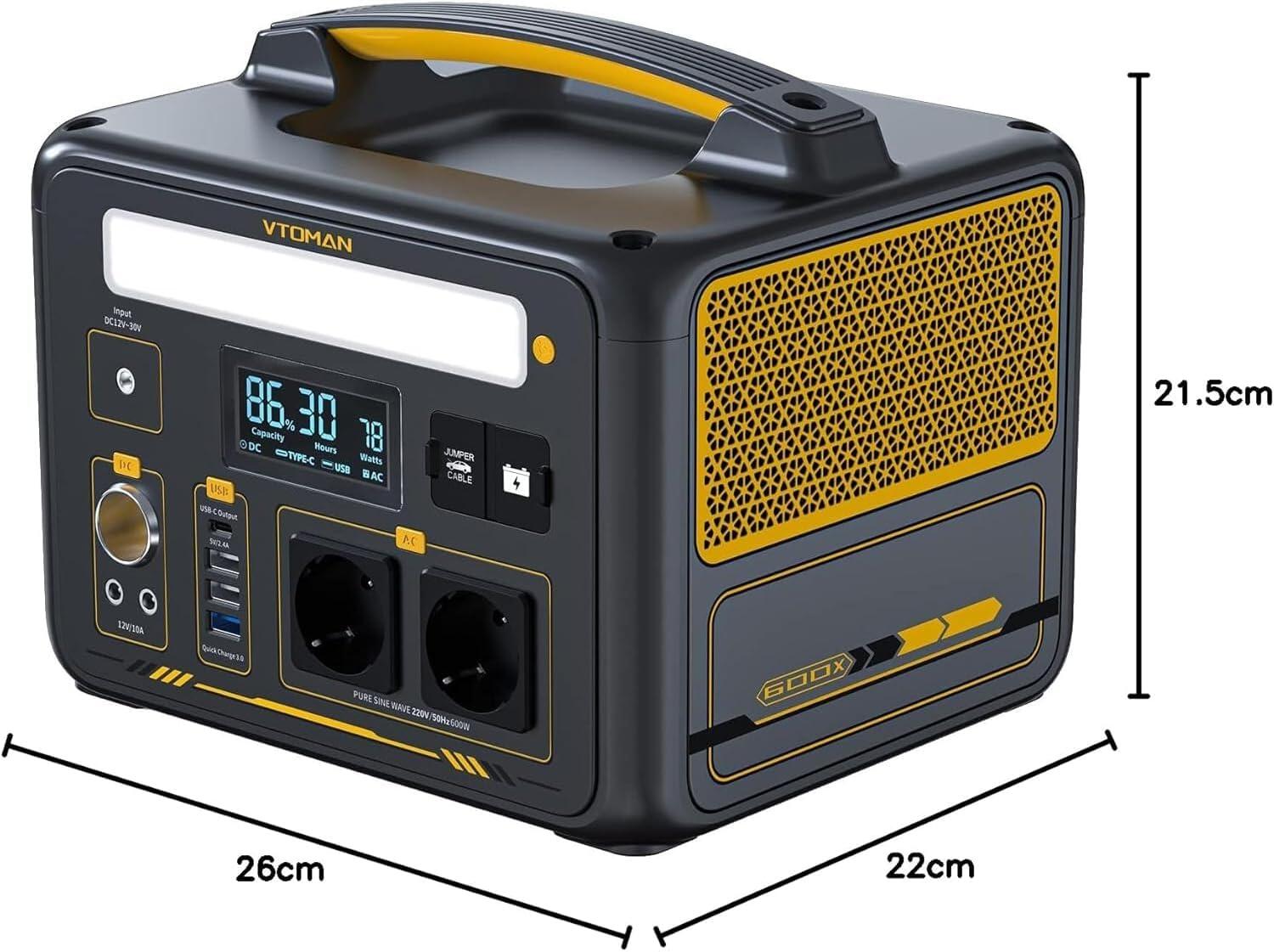 Batería  Portátil VTOMAN Jump 600W .Camping y emergencias. Arrancador de coches 3/7
