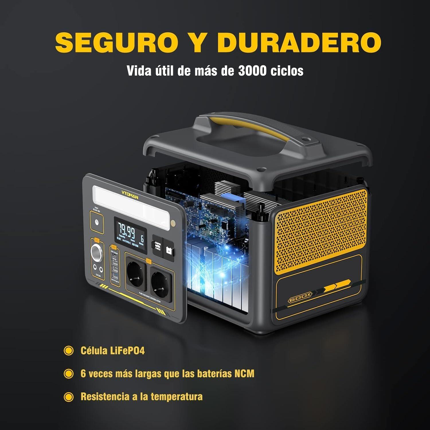 Batería  Portátil VTOMAN Jump 600W .Camping y emergencias. Arrancador de coches 7/7