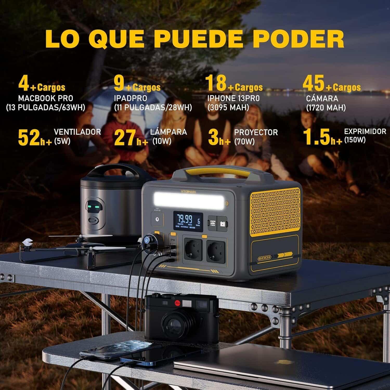 Batería  Portátil VTOMAN Jump 600W .Camping y emergencias. Arrancador de coches 4/7