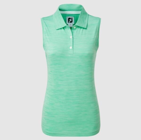 Polo Golf Footjoy Interlock Sleeveless Mujer Verde 1/2