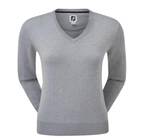 Maglia da golf Footjoy Wool Bend con scollo a V per donna grigia