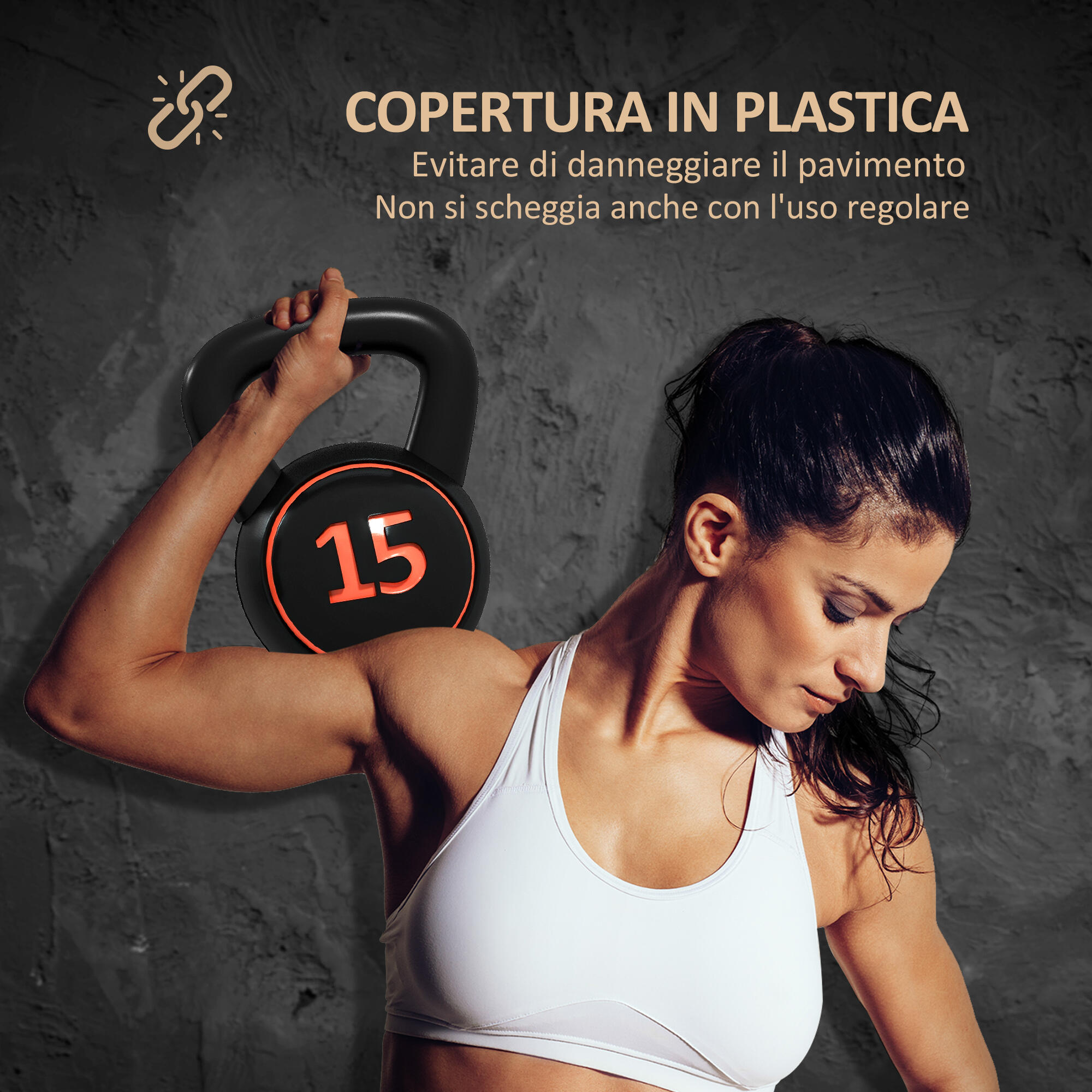 SPORTNOW Set 3 Kettlebell da 2.2 kg, 4.5 kg e 6.8 kg con Portapesi Nero 6/7
