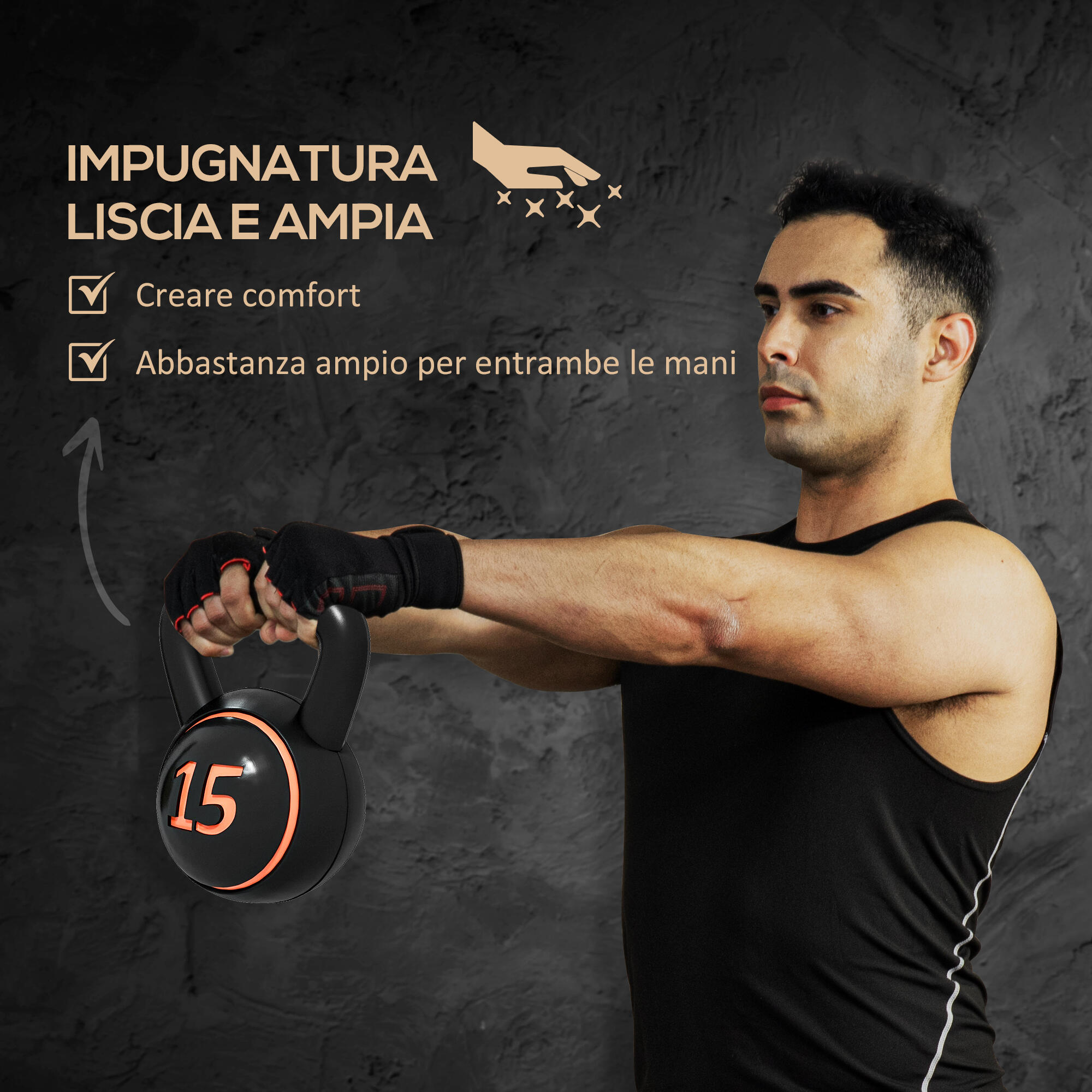 SPORTNOW Set 3 Kettlebell da 2.2 kg, 4.5 kg e 6.8 kg con Portapesi Nero 5/7
